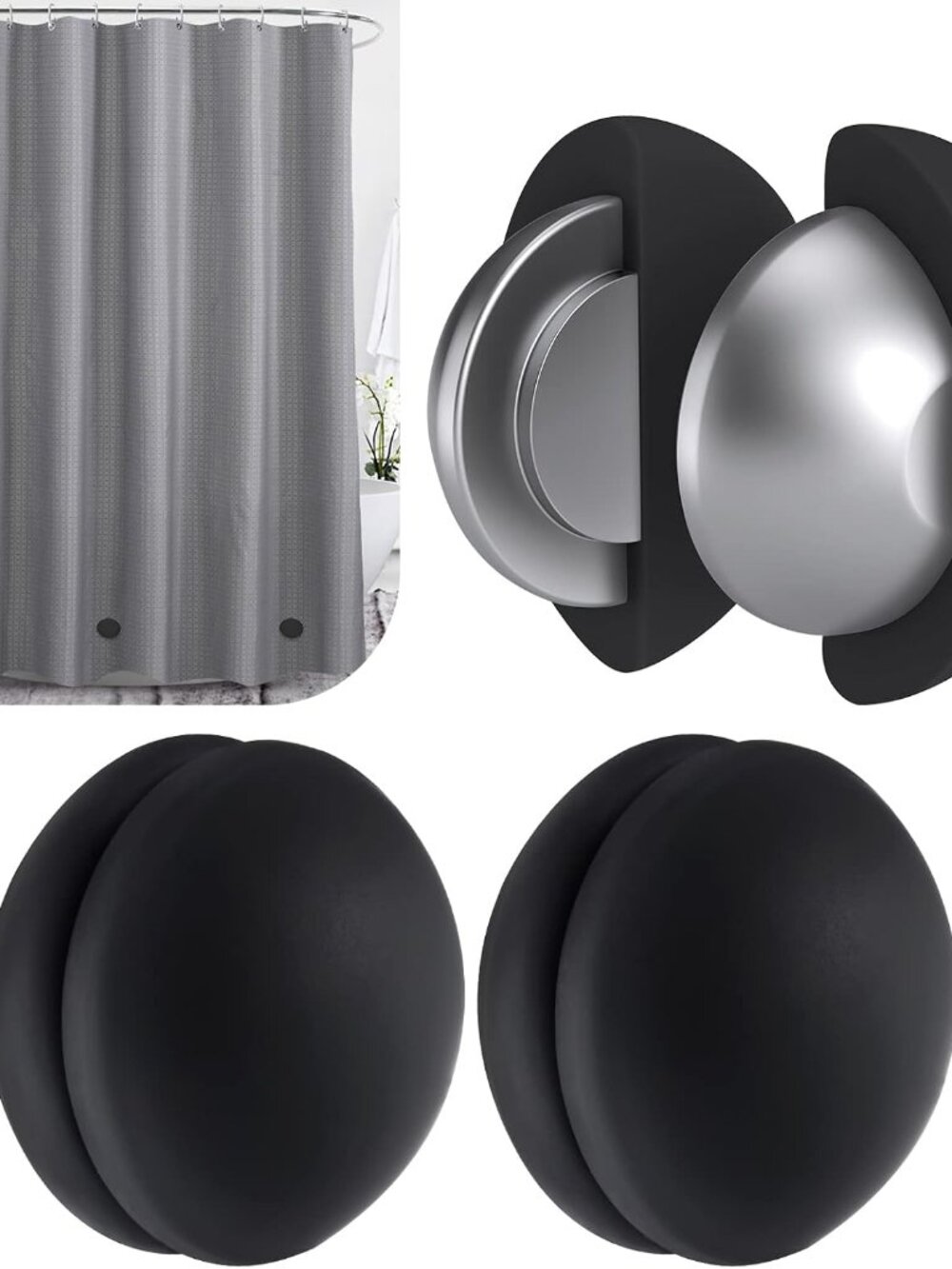 Silicone Encased Shower Curtain Weights, Strong Magnetic No-Rust Curtain Weights